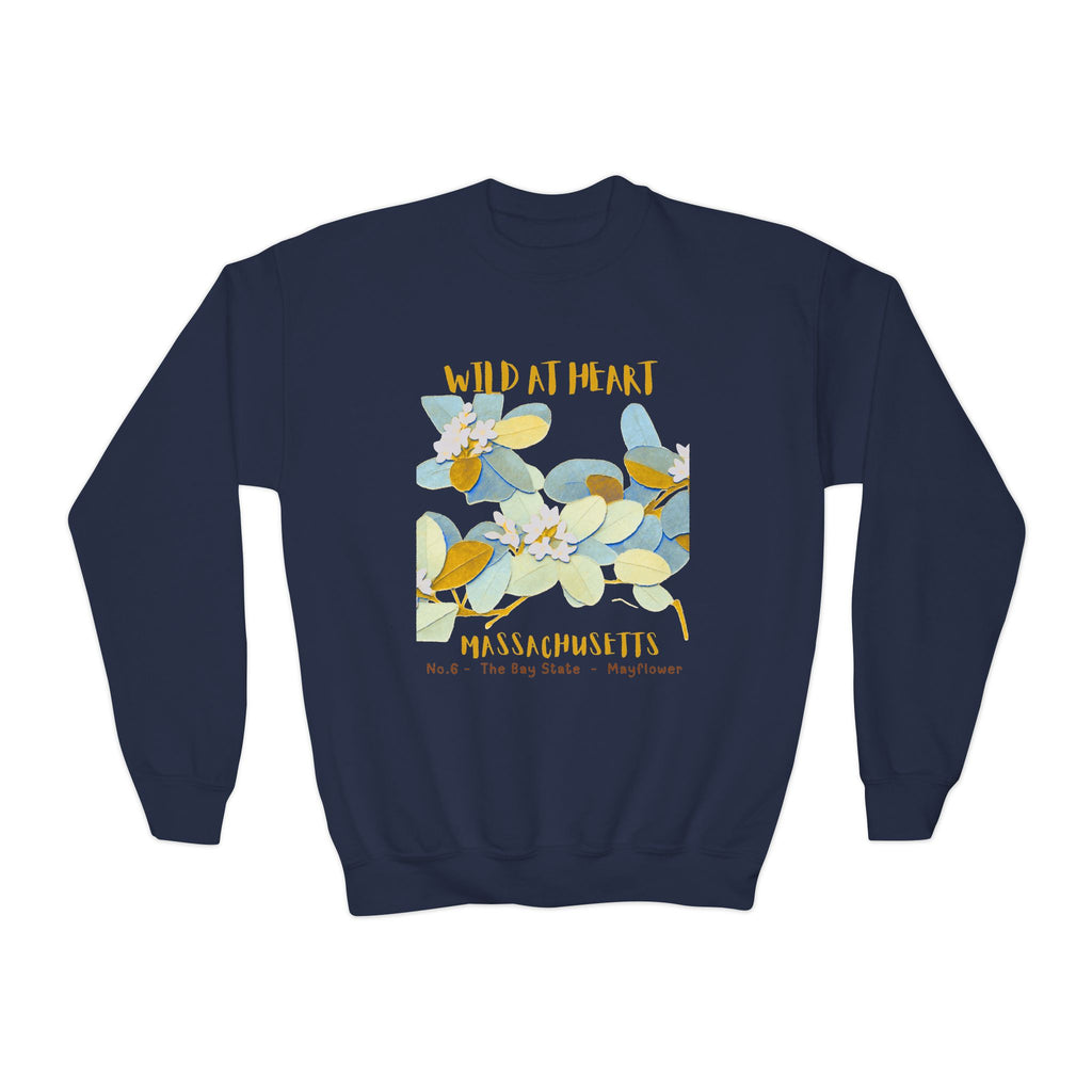 Massachusetts Wild at Heart Youth Crewneck Sweatshirt