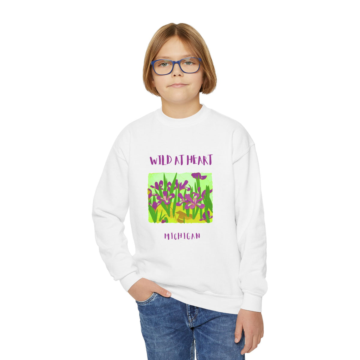 Michigan Wild at Heart Youth Crewneck Sweatshirt
