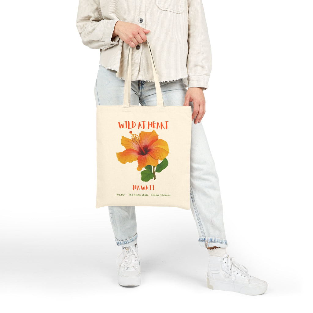 Wild at Heart Hawaii Tote Bag – Hibiscus Canvas Tote, Nature Explorer Gift for Kids