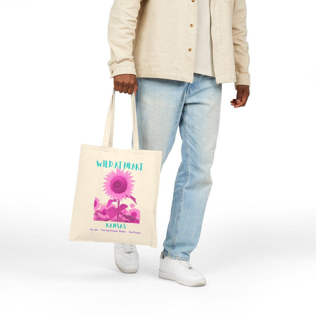 Wild at Heart Kansas Tote Bag – Canvas Nature Explorer Tote, Kids Adventure Gift