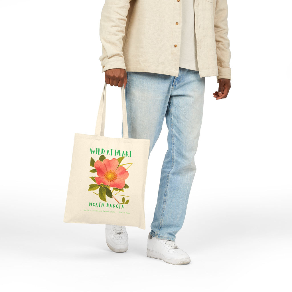 Wild at Heart North Dakota Tote Bag – Canvas Nature Explorer Tote, Kids Adventure Gift