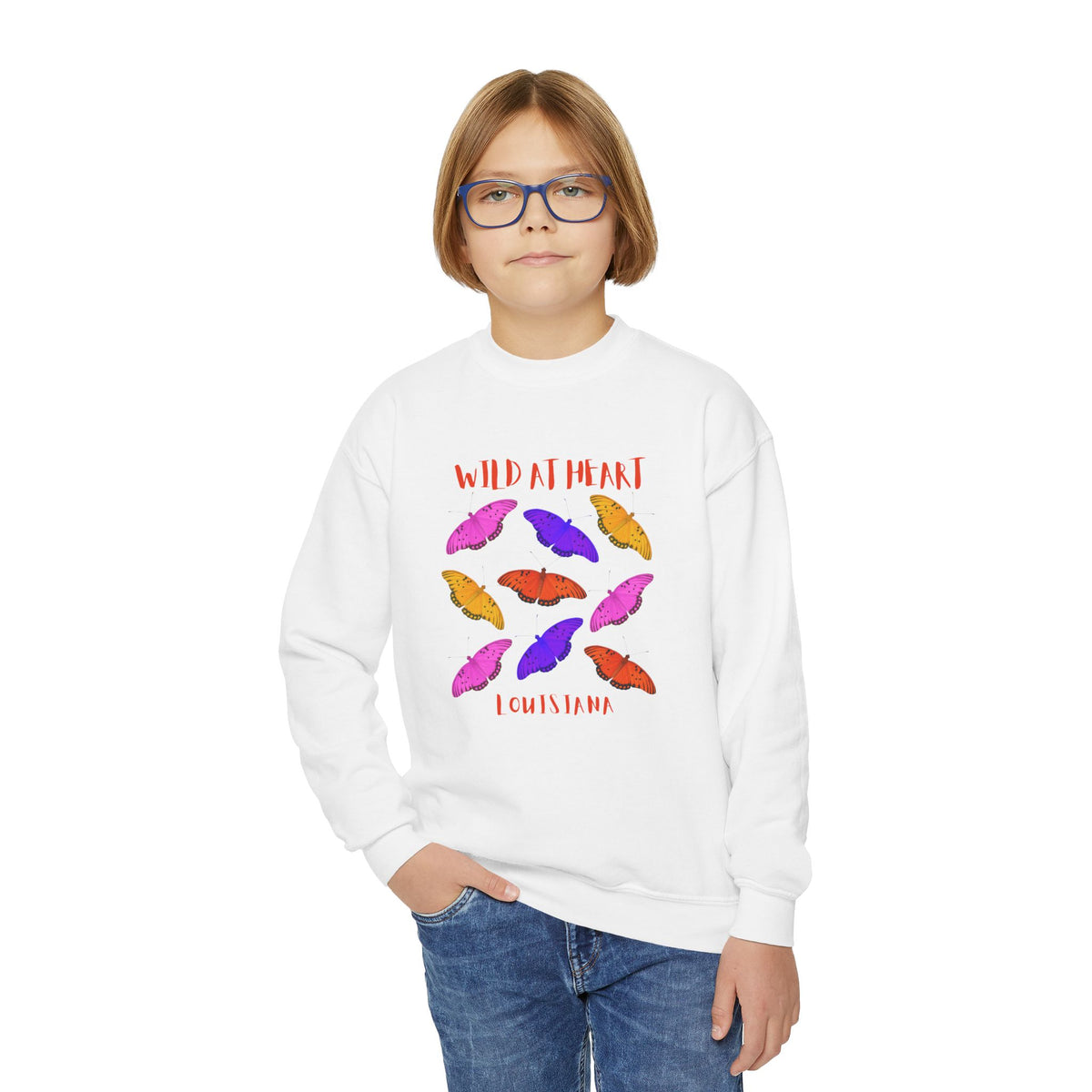 Louisiana Wild at Heart Youth Crewneck Sweatshirt
