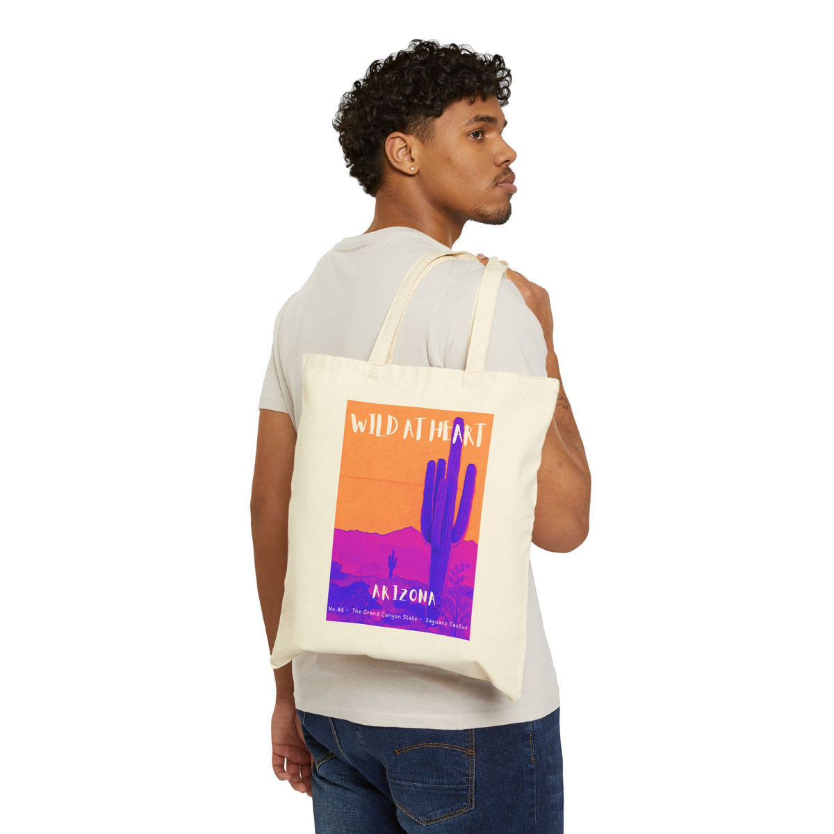 Wild at Heart Arizona Tote Bag – Desert Cactus Sunset Canvas Tote, Nature Explorer Gift for Kids