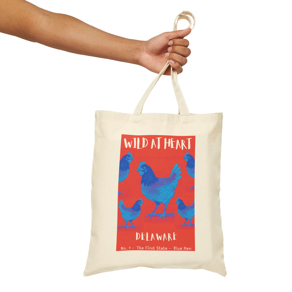 Wild at Heart Delaware Tote Bag – Blue Hen Canvas Tote, Nature Explorer Gift for Kids