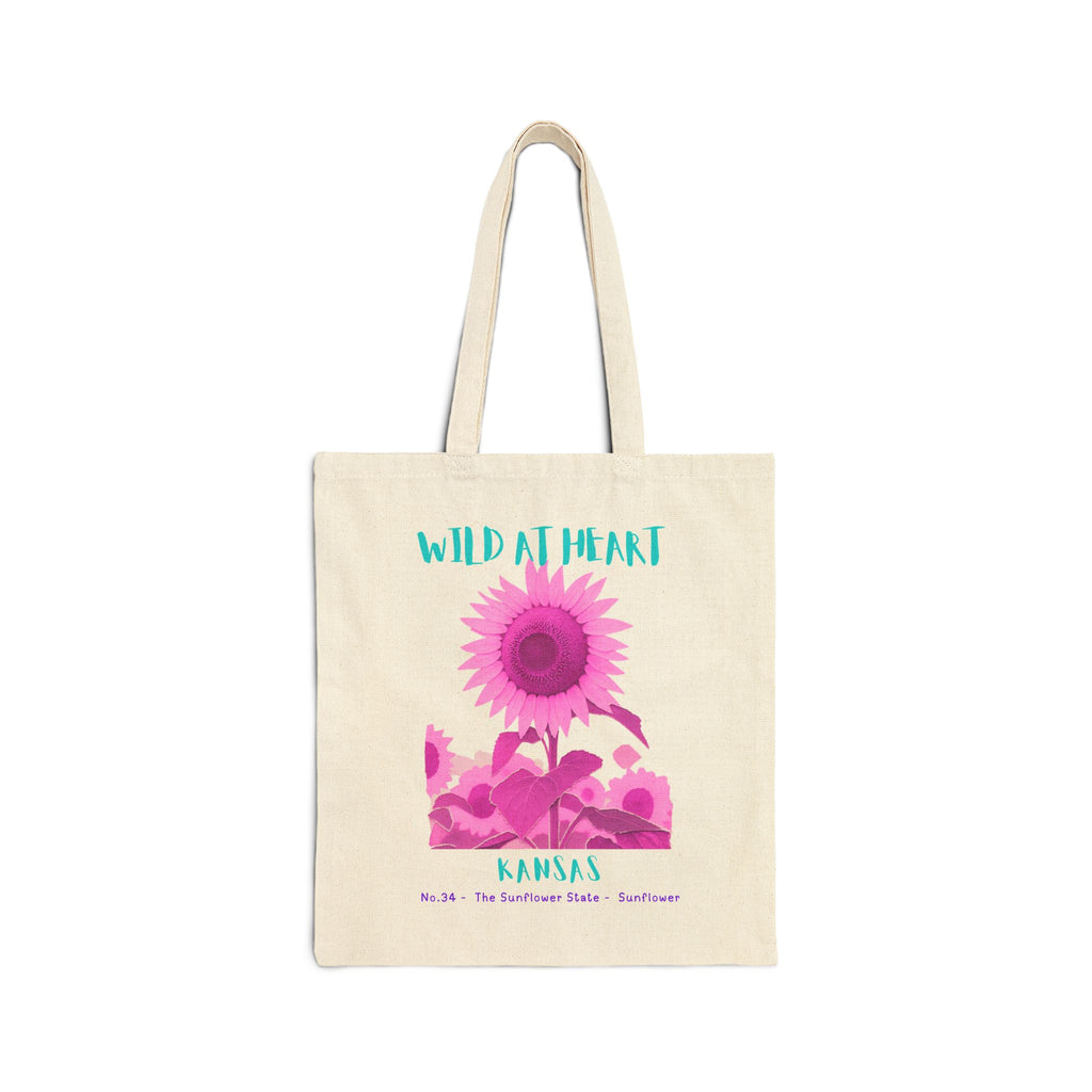 Wild at Heart Kansas Tote Bag – Canvas Nature Explorer Tote, Kids Adventure Gift