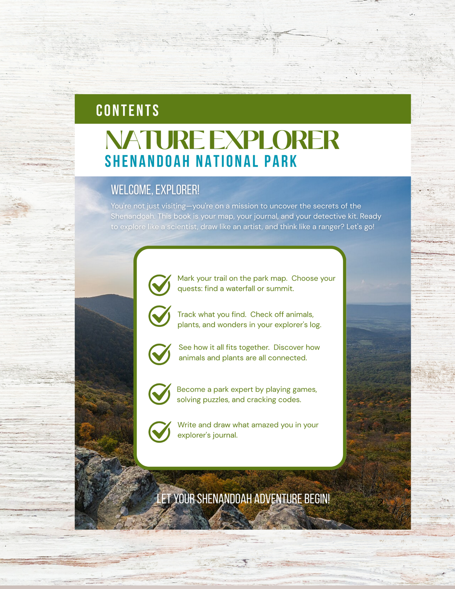 Shenandoah National Park Activity Book for Kids