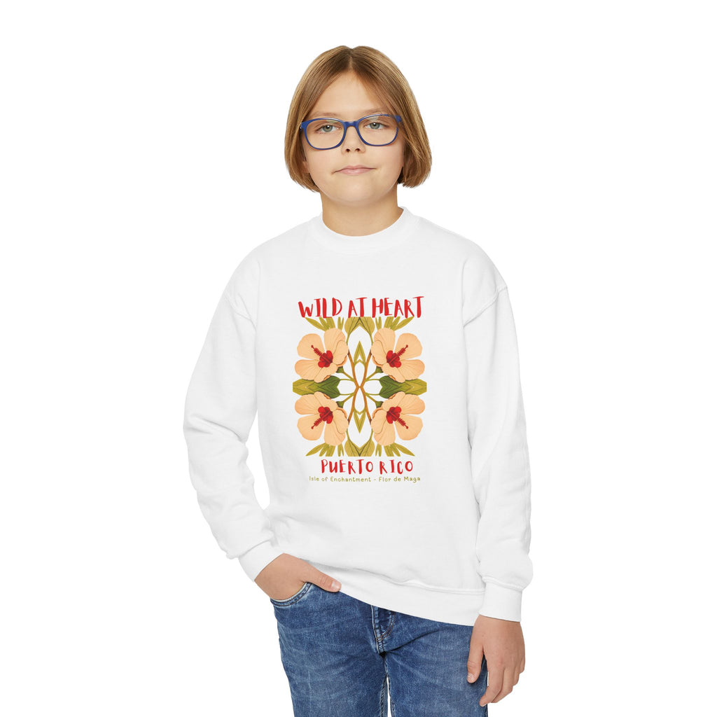 Puerto Rico Wild at Heart Youth Crewneck Sweatshirt