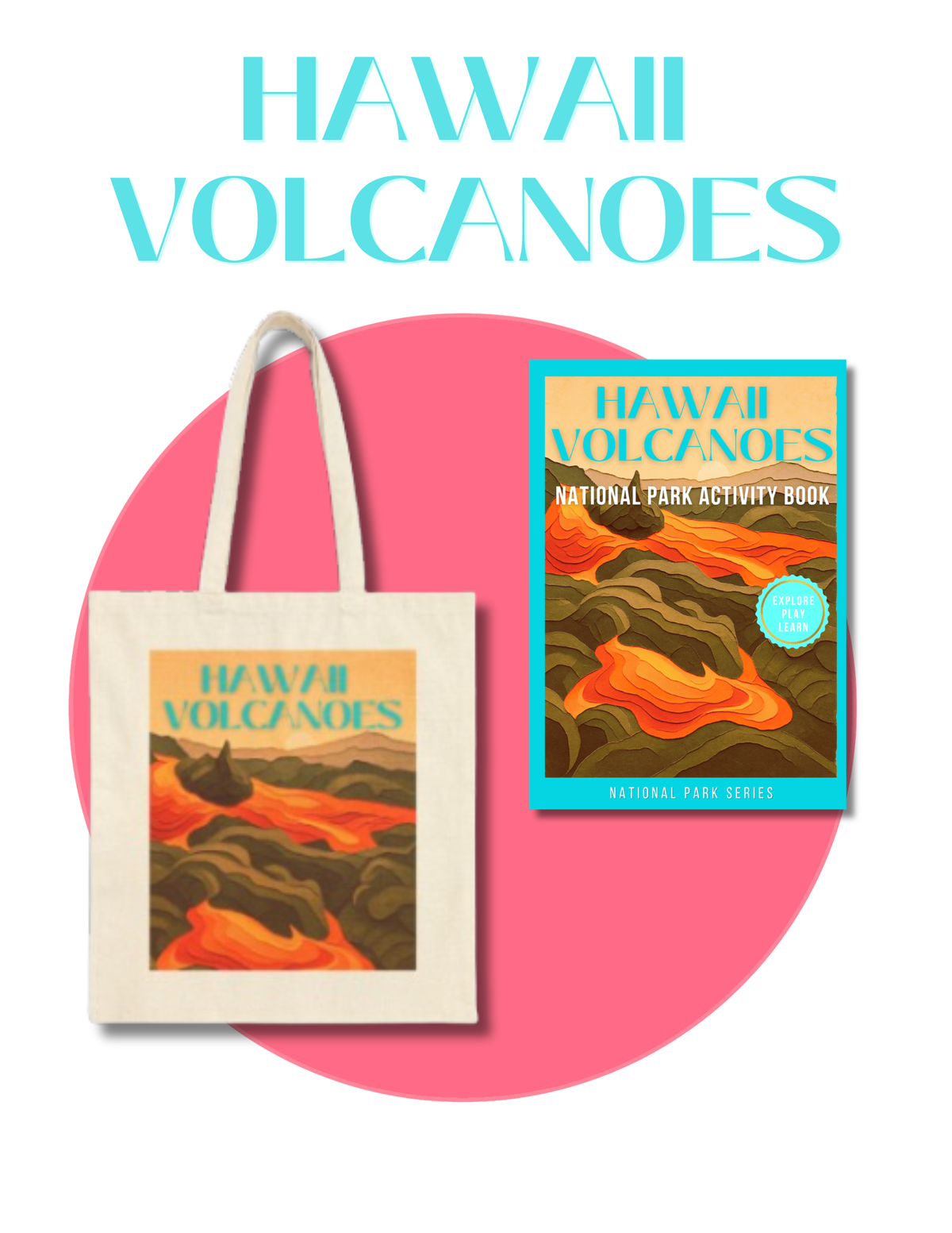 Wild at Heart Hawaii Volcanoes National Park Gift Set – Activity Book + Canvas Tote, Kids Explorer Bundle