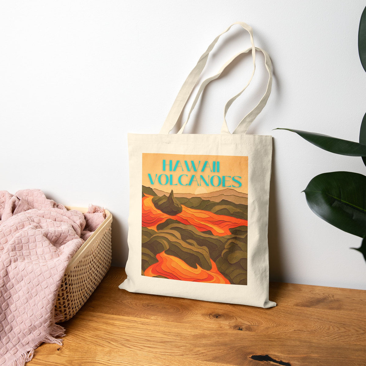 Wild at Heart Hawaii Volcanoes National Park Tote Bag – Lava Landscape Canvas Explorer Tote, Souvenir Gift