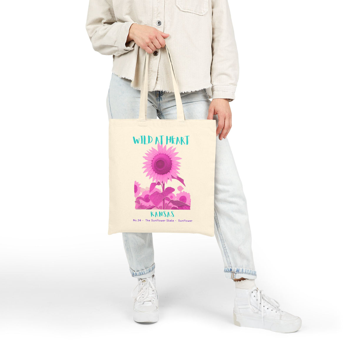 Wild at Heart Kansas Tote Bag – Canvas Nature Explorer Tote, Kids Adventure Gift
