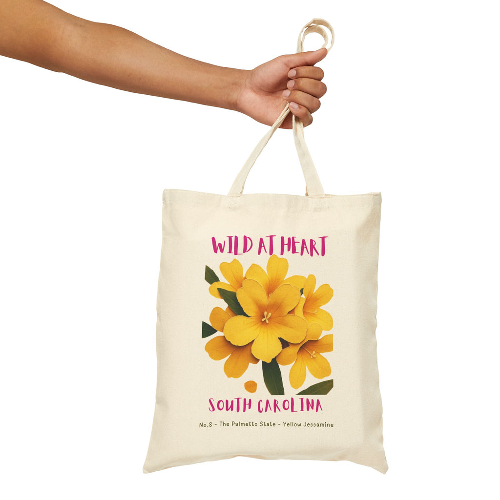 Wild at Heart South Carolina Tote Bag – State Flower Canvas Tote, Nature Explorer Gift for Kids