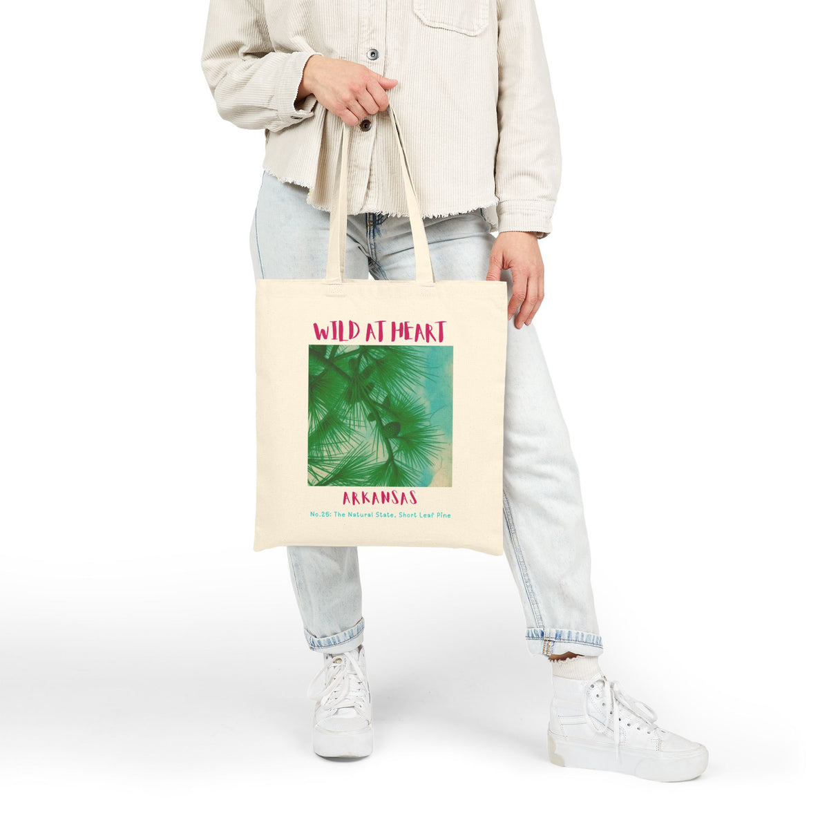 Wild at Heart Arkansas Tote Bag – Palm Print Canvas Tote, Nature Explorer Gift for Kids