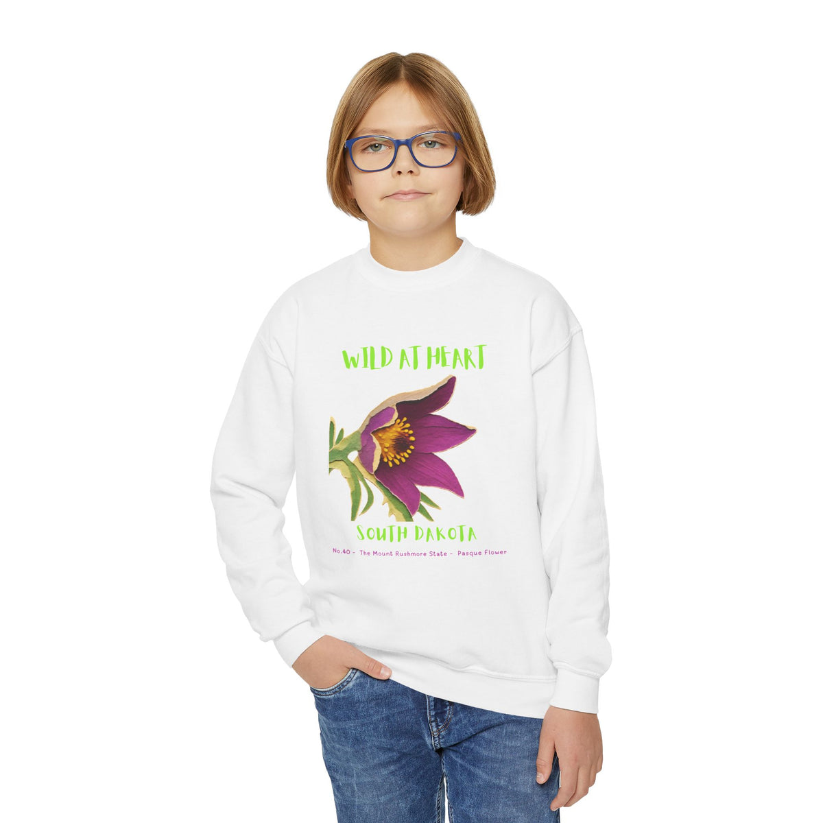 South Dakota Wild at Heart Youth Crewneck Sweatshirt