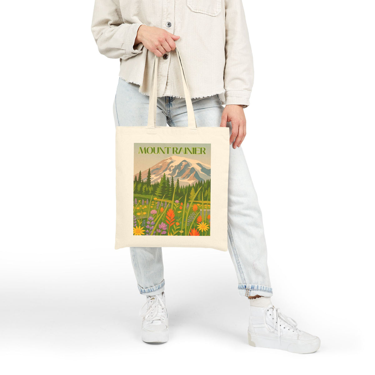Mount Rainier Wild at Heart Tote - Retro National Park Bag