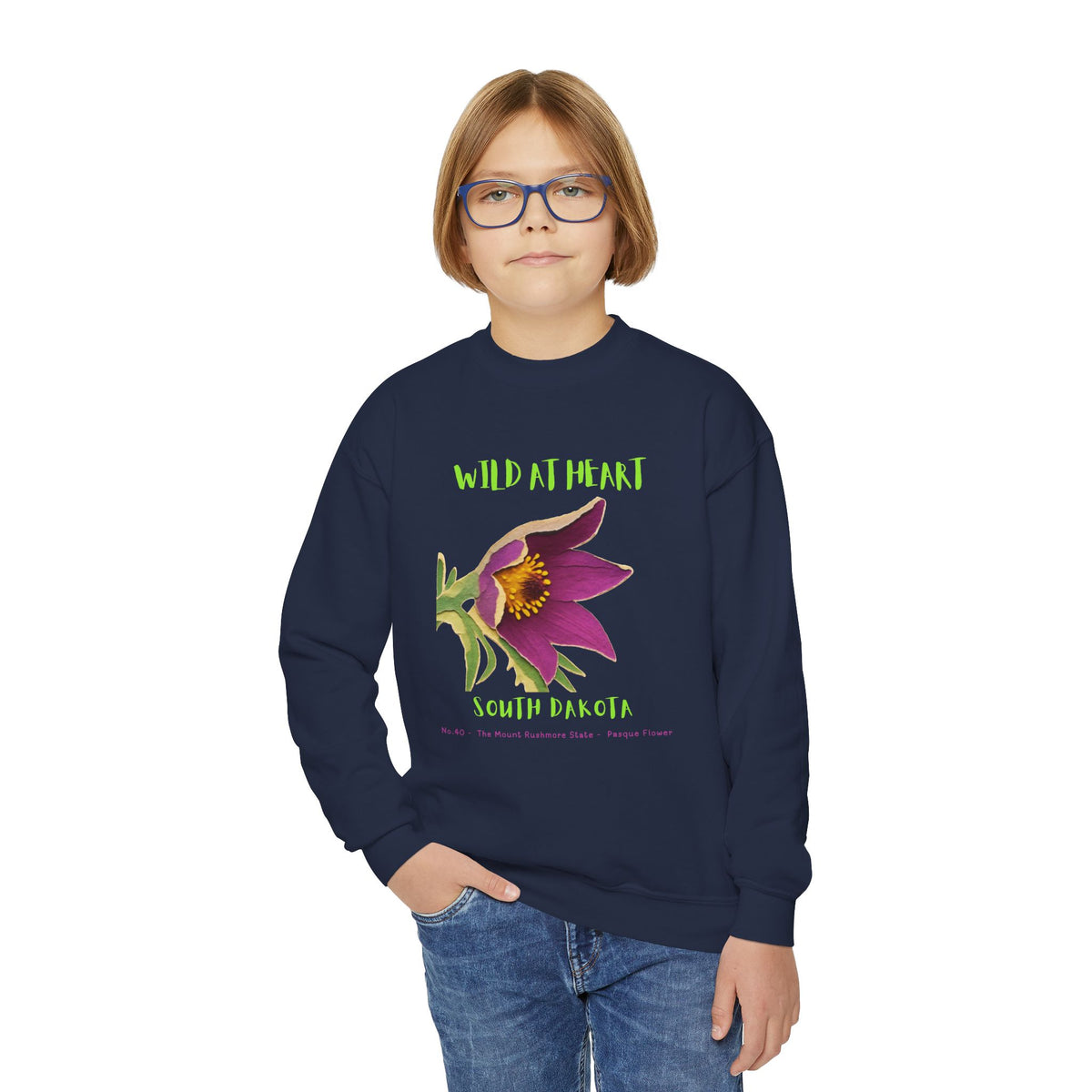 South Dakota Wild at Heart Youth Crewneck Sweatshirt
