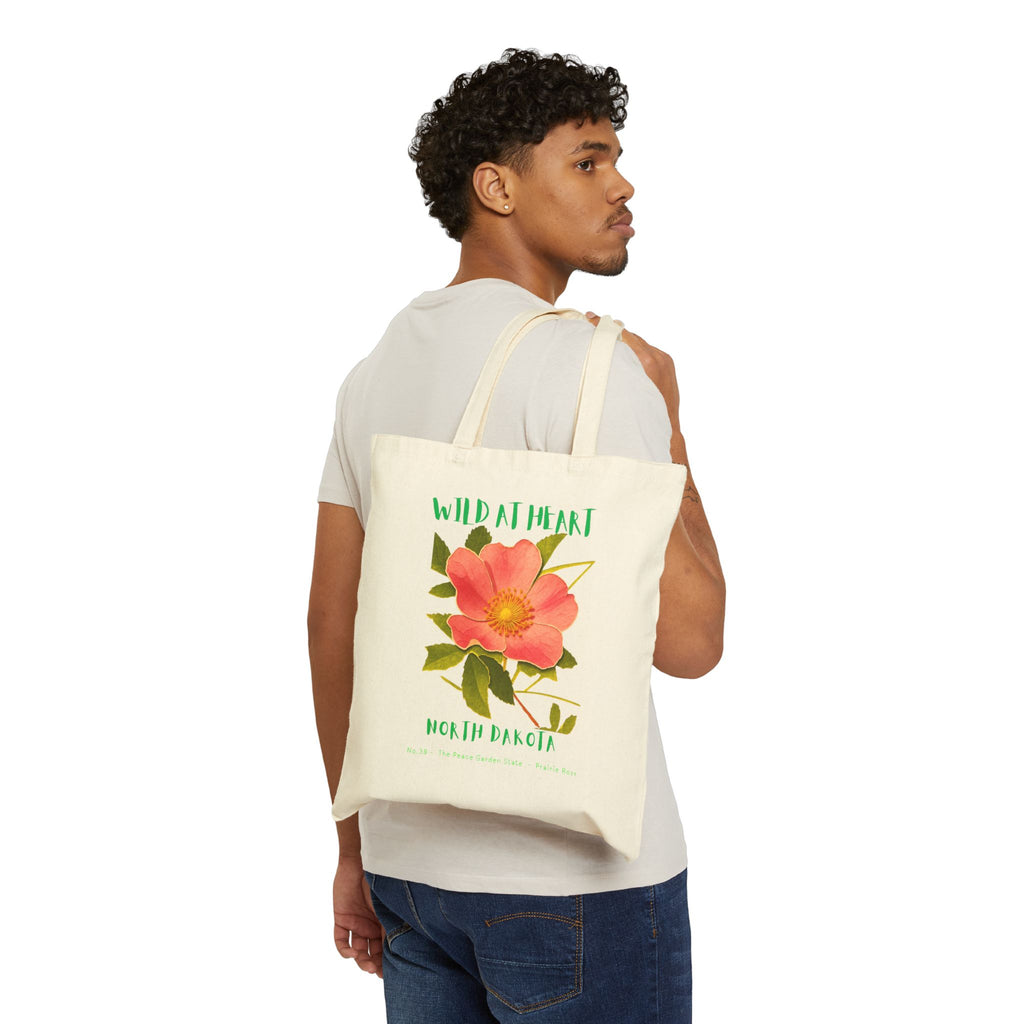 Wild at Heart North Dakota Tote Bag – Canvas Nature Explorer Tote, Kids Adventure Gift