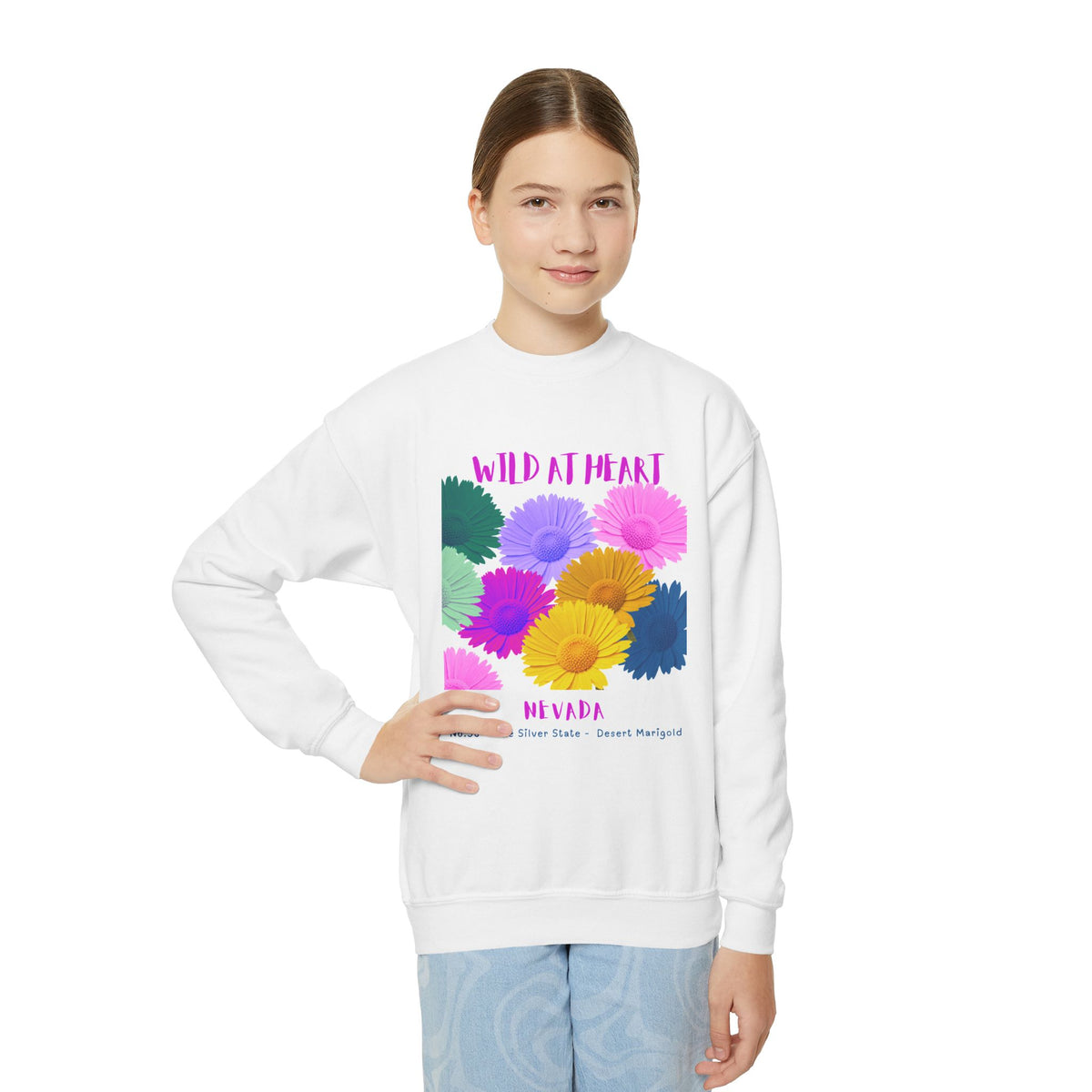 Nevada Wild at Heart Youth Crewneck Sweatshirt