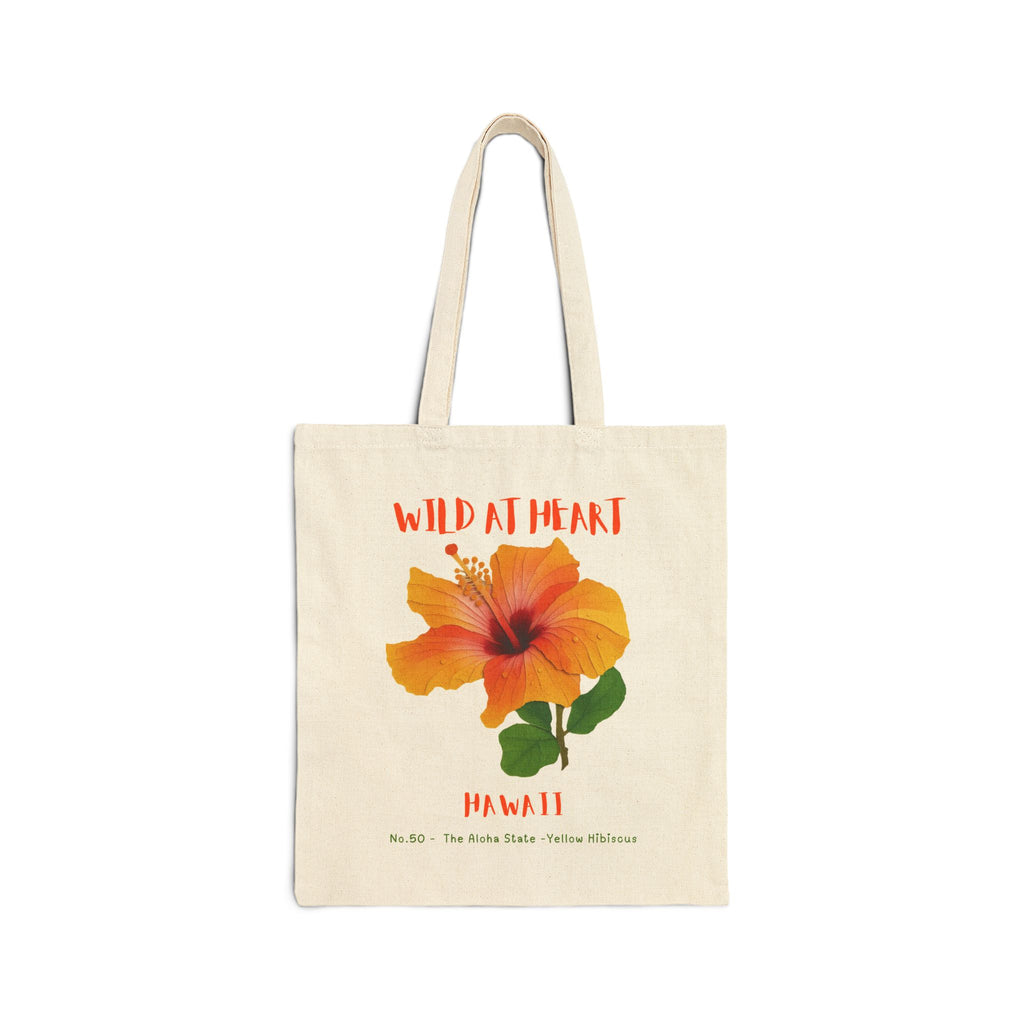 Wild at Heart Hawaii Tote Bag – Hibiscus Canvas Tote, Nature Explorer Gift for Kids