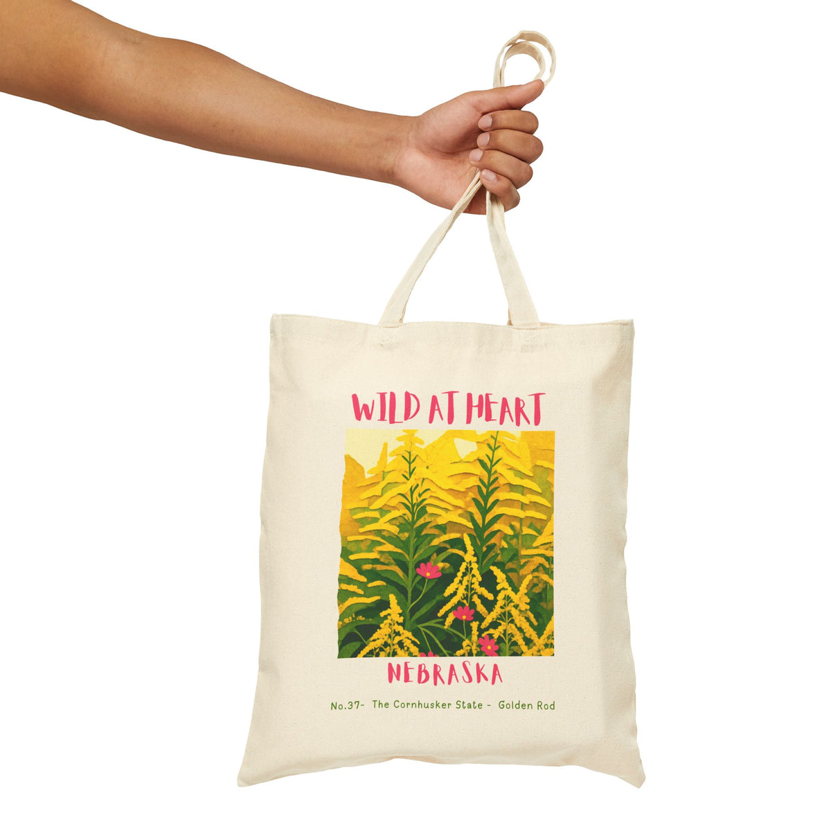 Nebraska 'Wild at Heart' Canvas Tote Bag