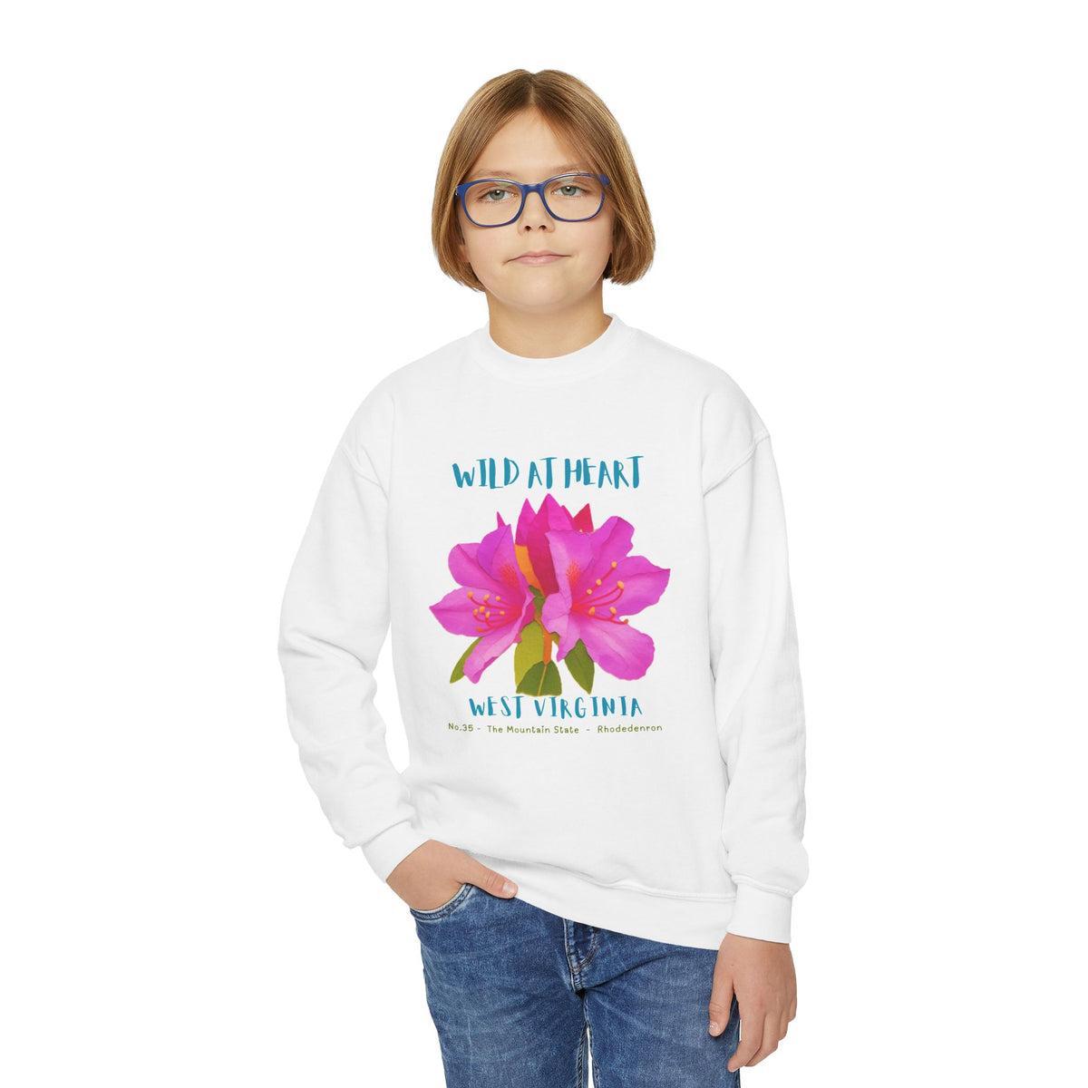 West Virginia Wild at Heart Youth Crewneck Sweatshirt