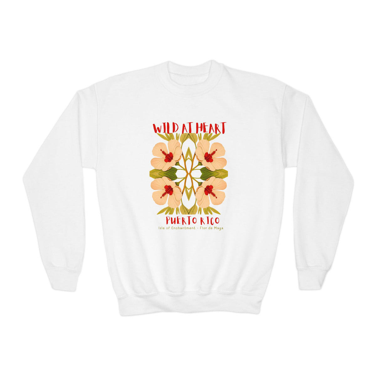 Puerto Rico Wild at Heart Youth Crewneck Sweatshirt