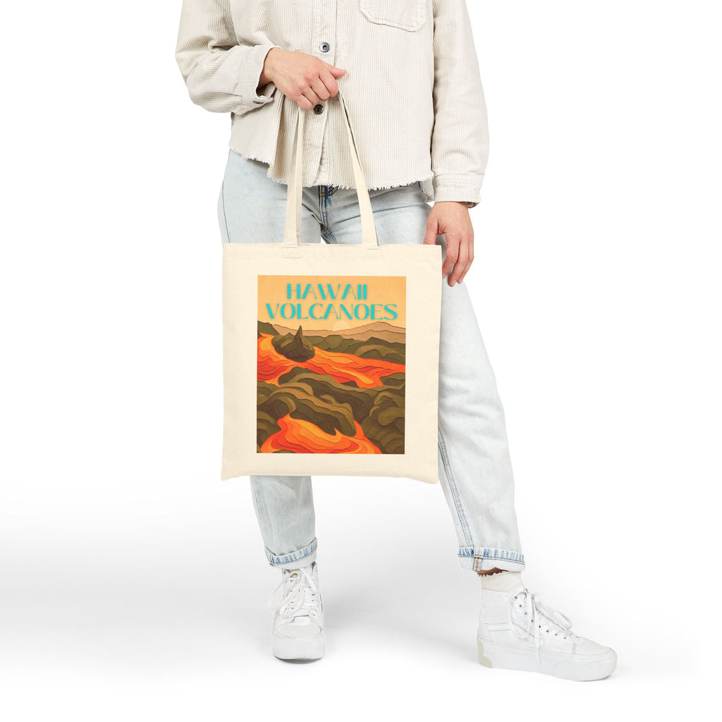 Wild at Heart Hawaii Volcanoes National Park Tote Bag – Lava Landscape Canvas Explorer Tote, Souvenir Gift
