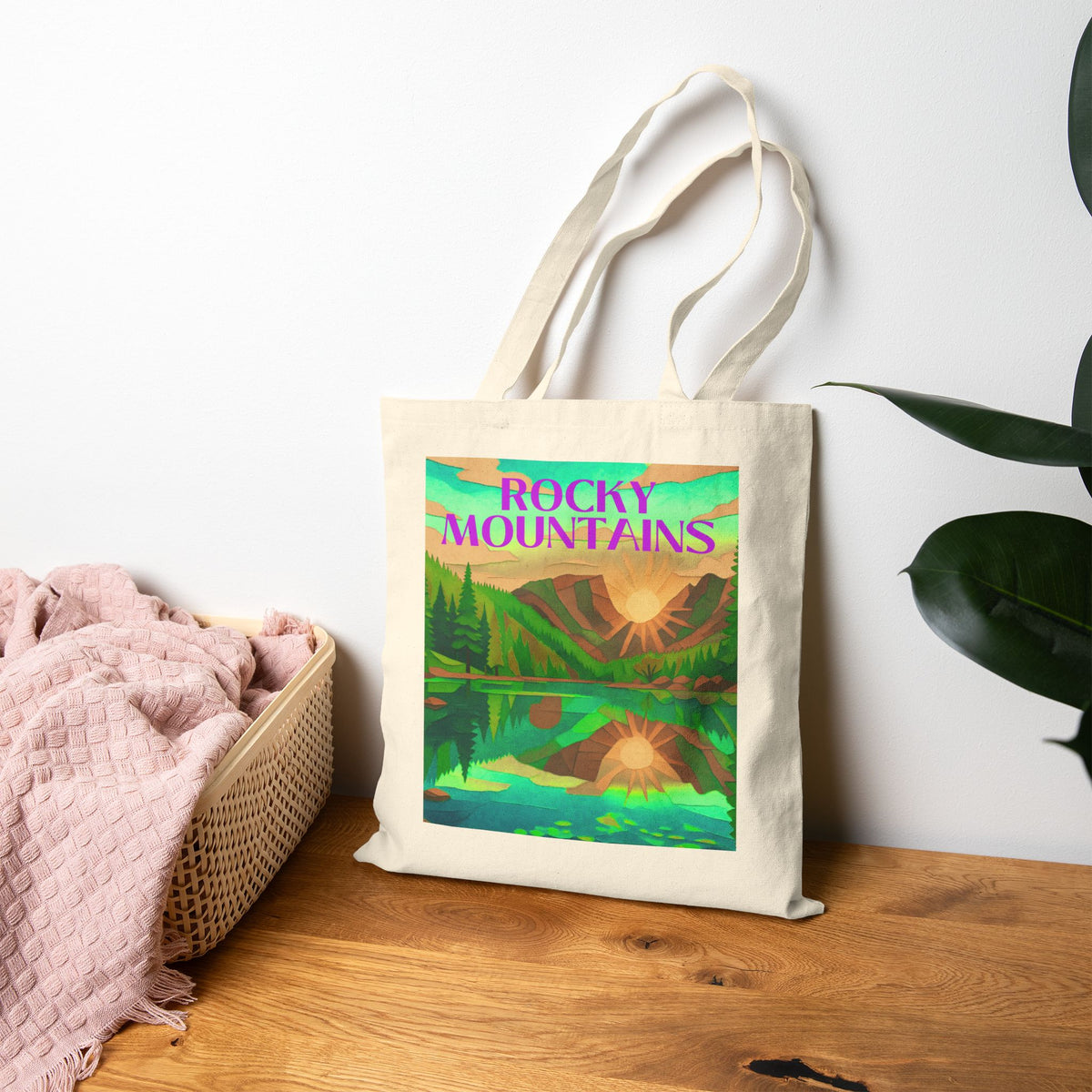 Rocky Mountains Wild at Heart Tote -  Retro Rocky Mountains National Park Tote Bag