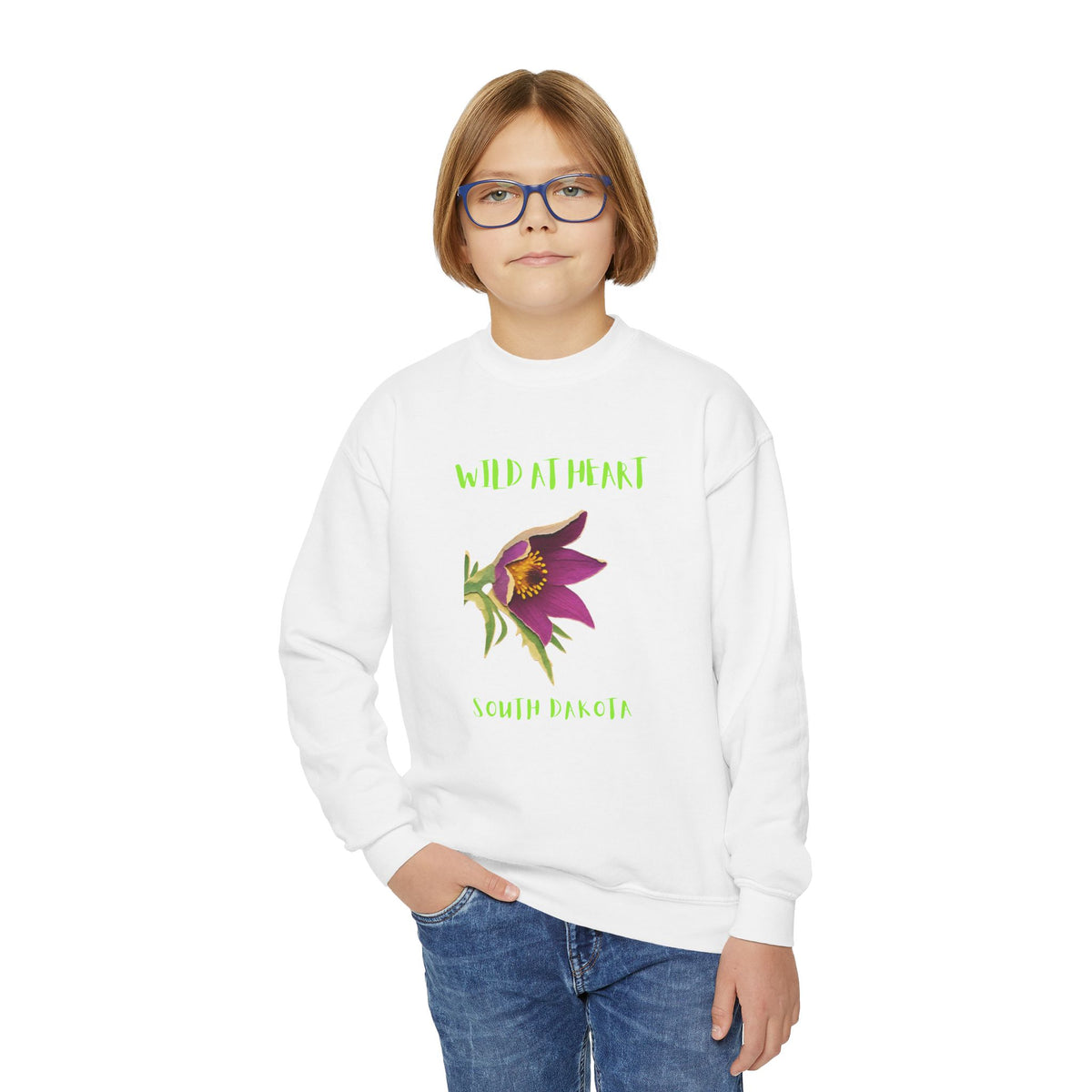 South Dakota Wild at Heart Youth Crewneck Sweatshirt
