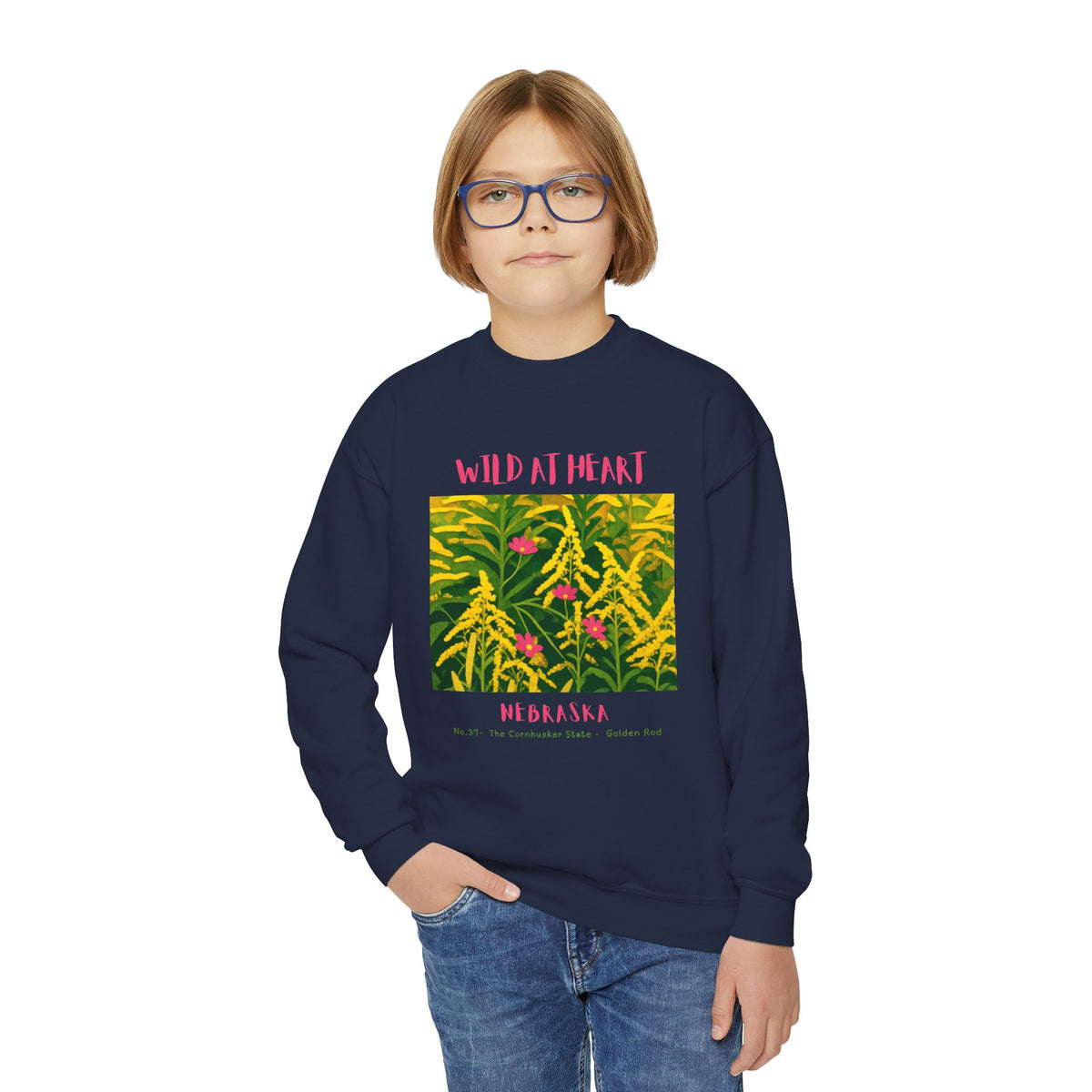 Nebraska Wild at Heart Youth Crewneck Sweatshirt