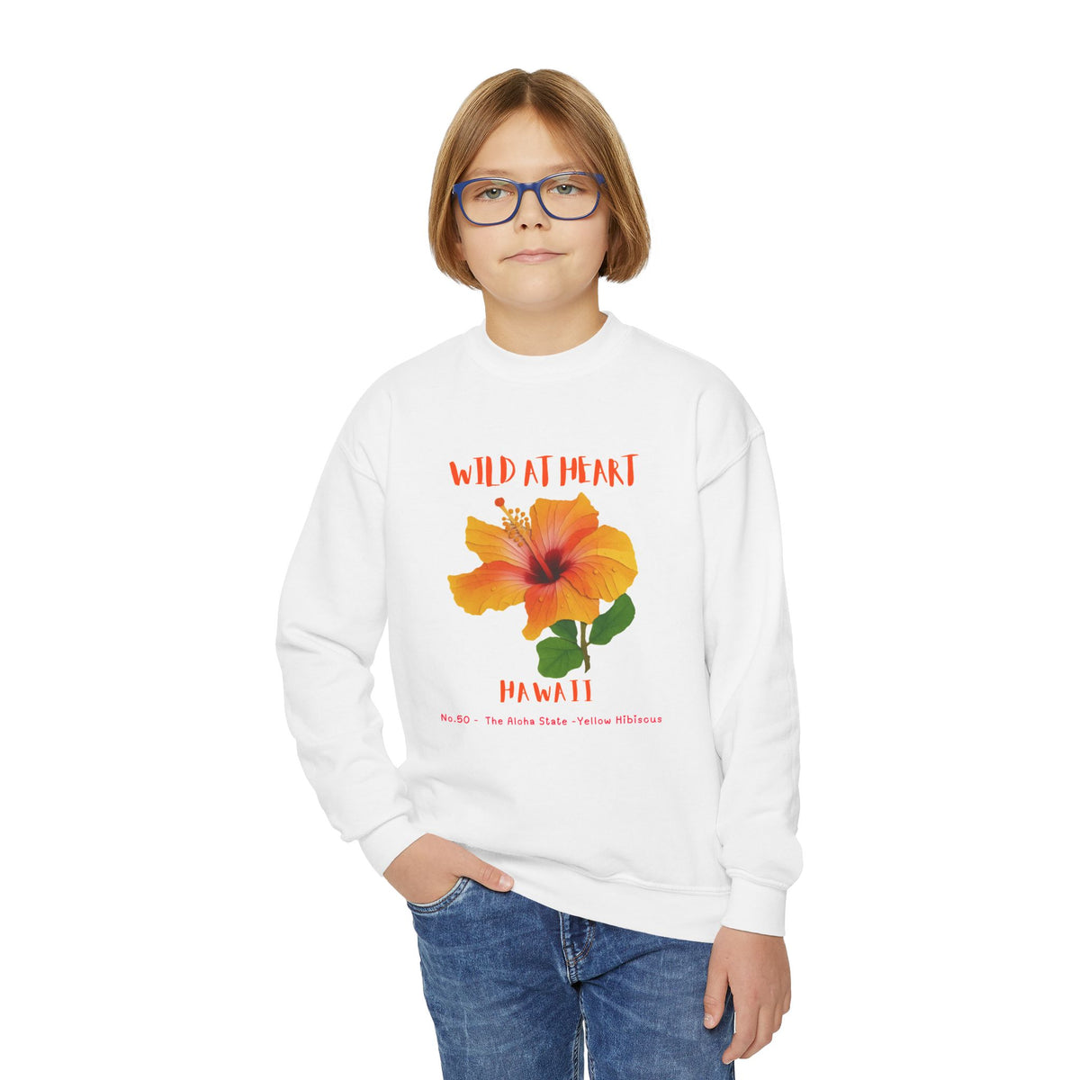 Hawaii Wild at Heart Youth Crewneck Sweatshirt