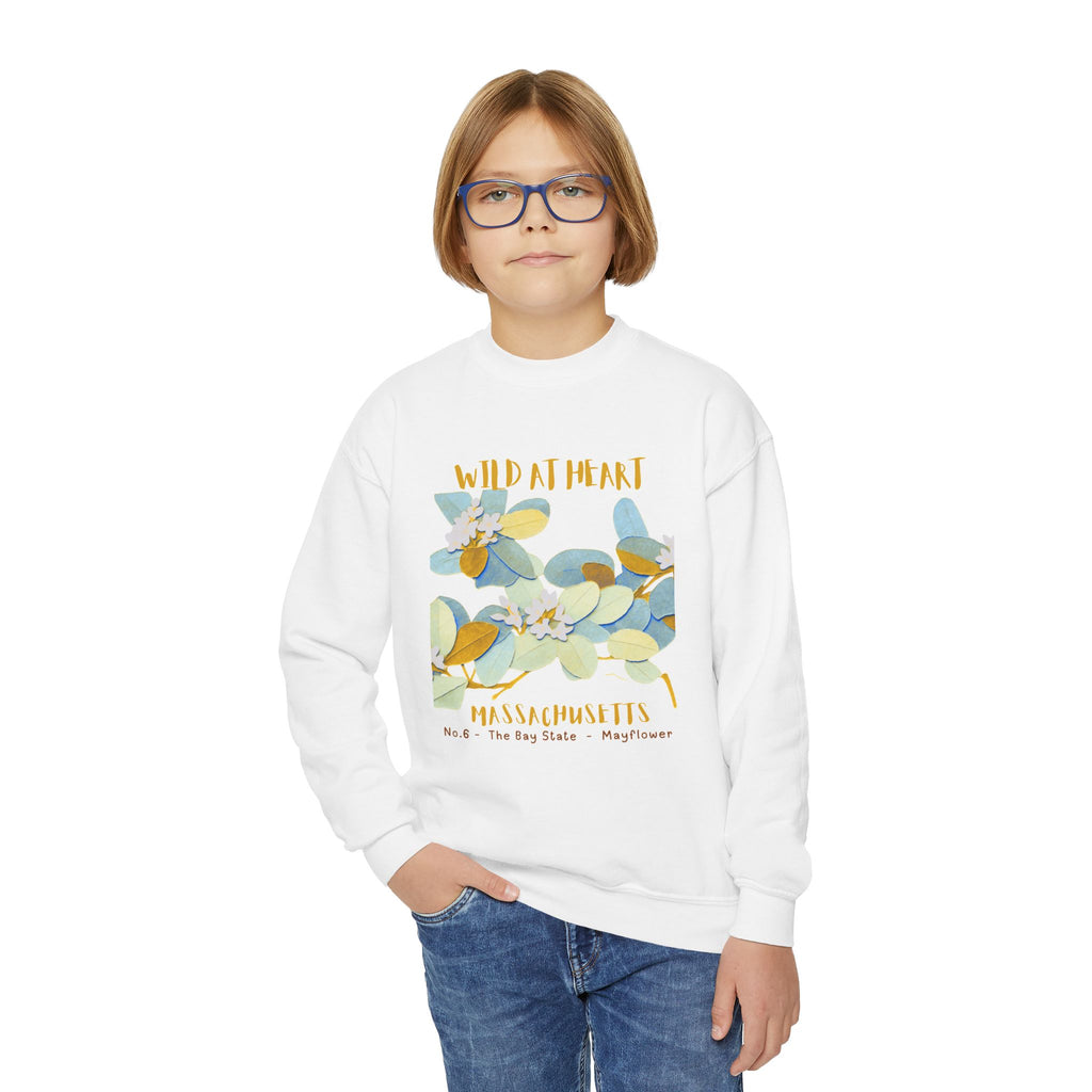Massachusetts Wild at Heart Youth Crewneck Sweatshirt