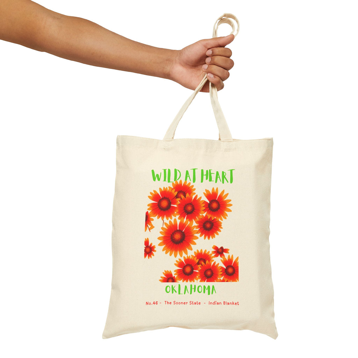 Wild at Heart Oklahoma Tote Bag – Sunflower Canvas Tote, Nature Explorer Gift for Kids