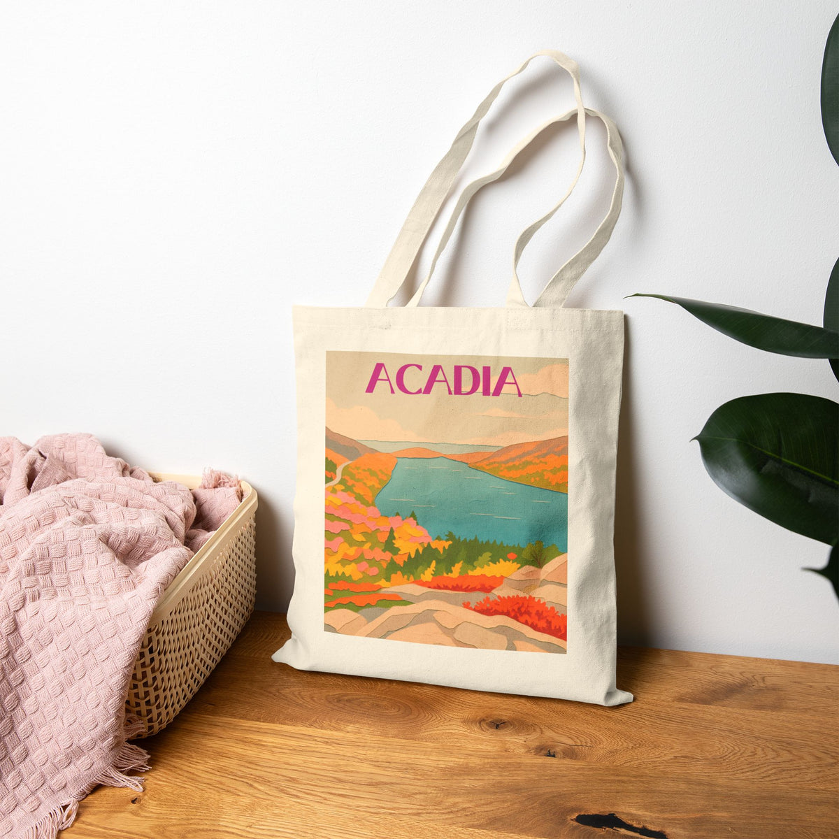 Wild at Heart Acadia National Park Tote Bag – Lake & Landscape Canvas Explorer Tote, Souvenir Gift