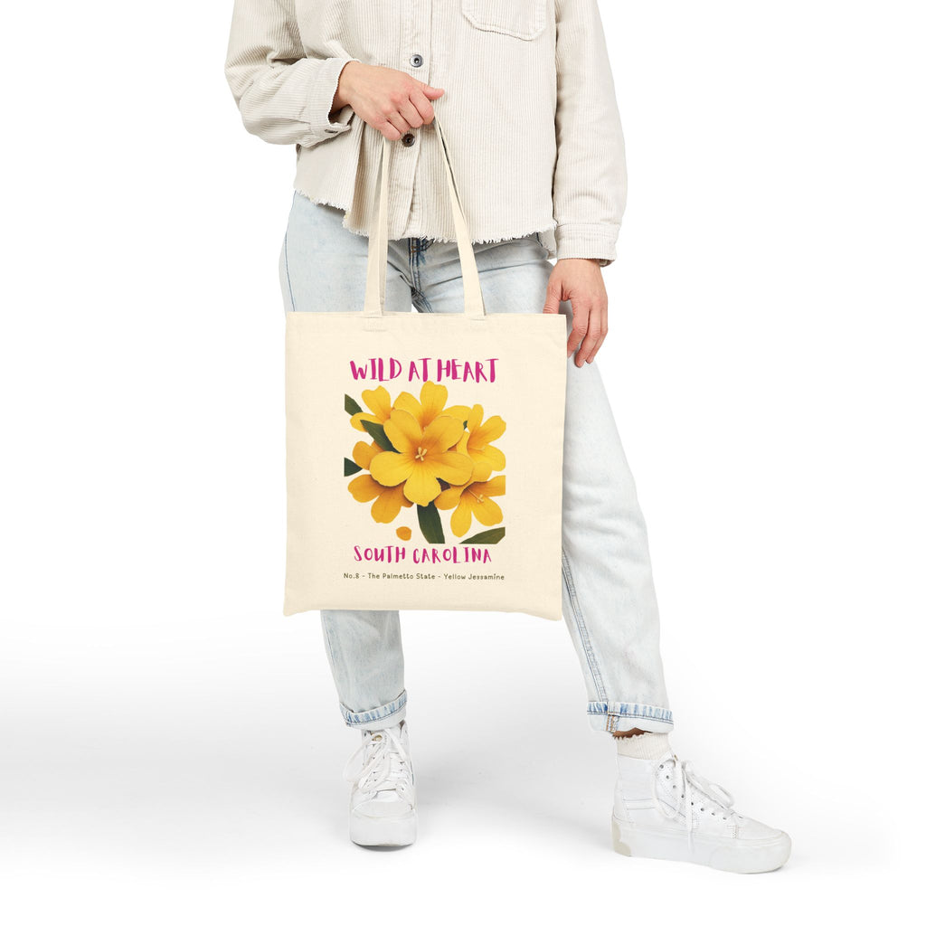 Wild at Heart South Carolina Tote Bag – State Flower Canvas Tote, Nature Explorer Gift for Kids