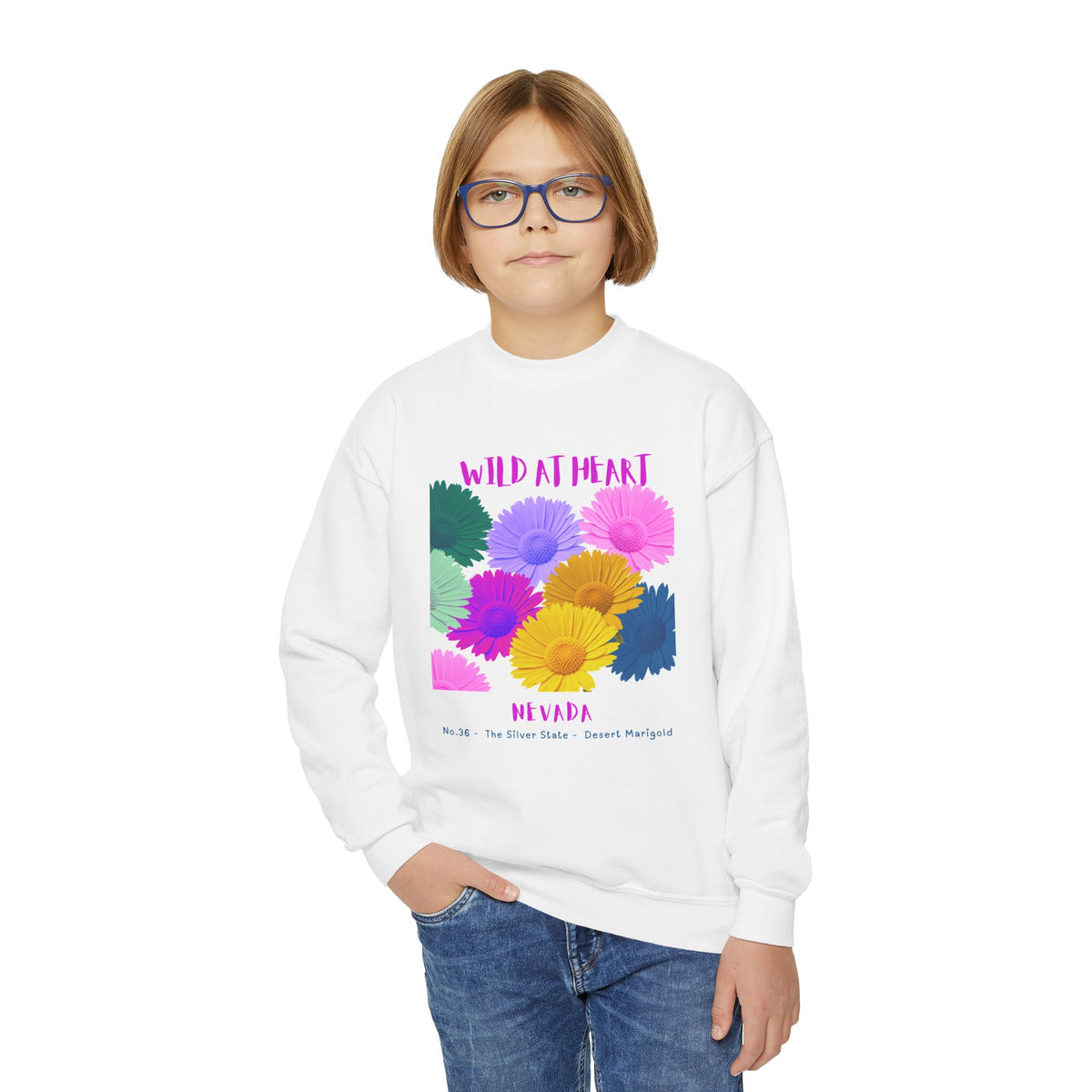 Nevada Wild at Heart Youth Crewneck Sweatshirt