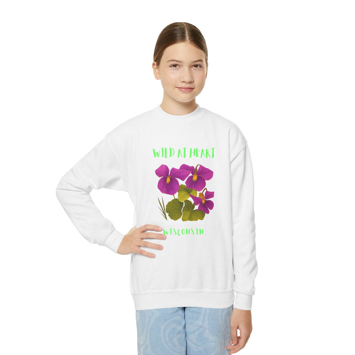Wisconsin Wild at Heart Youth Crewneck Sweatshirt