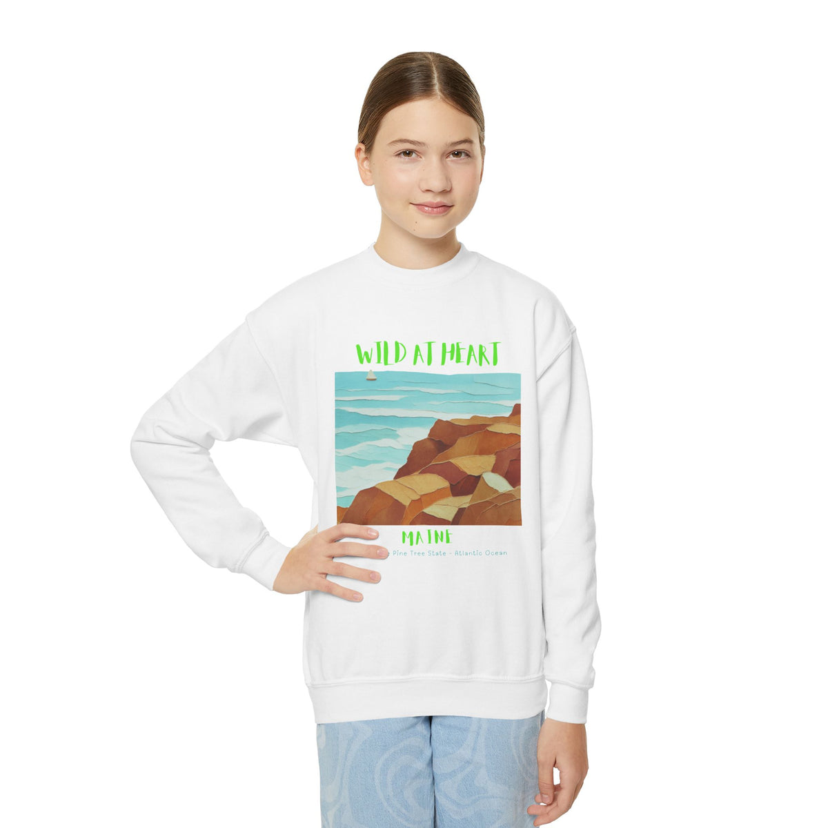 Maine Wild at Heart Youth Crewneck Sweatshirt