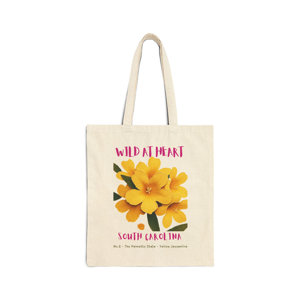 Wild at Heart South Carolina Tote Bag – State Flower Canvas Tote, Nature Explorer Gift for Kids