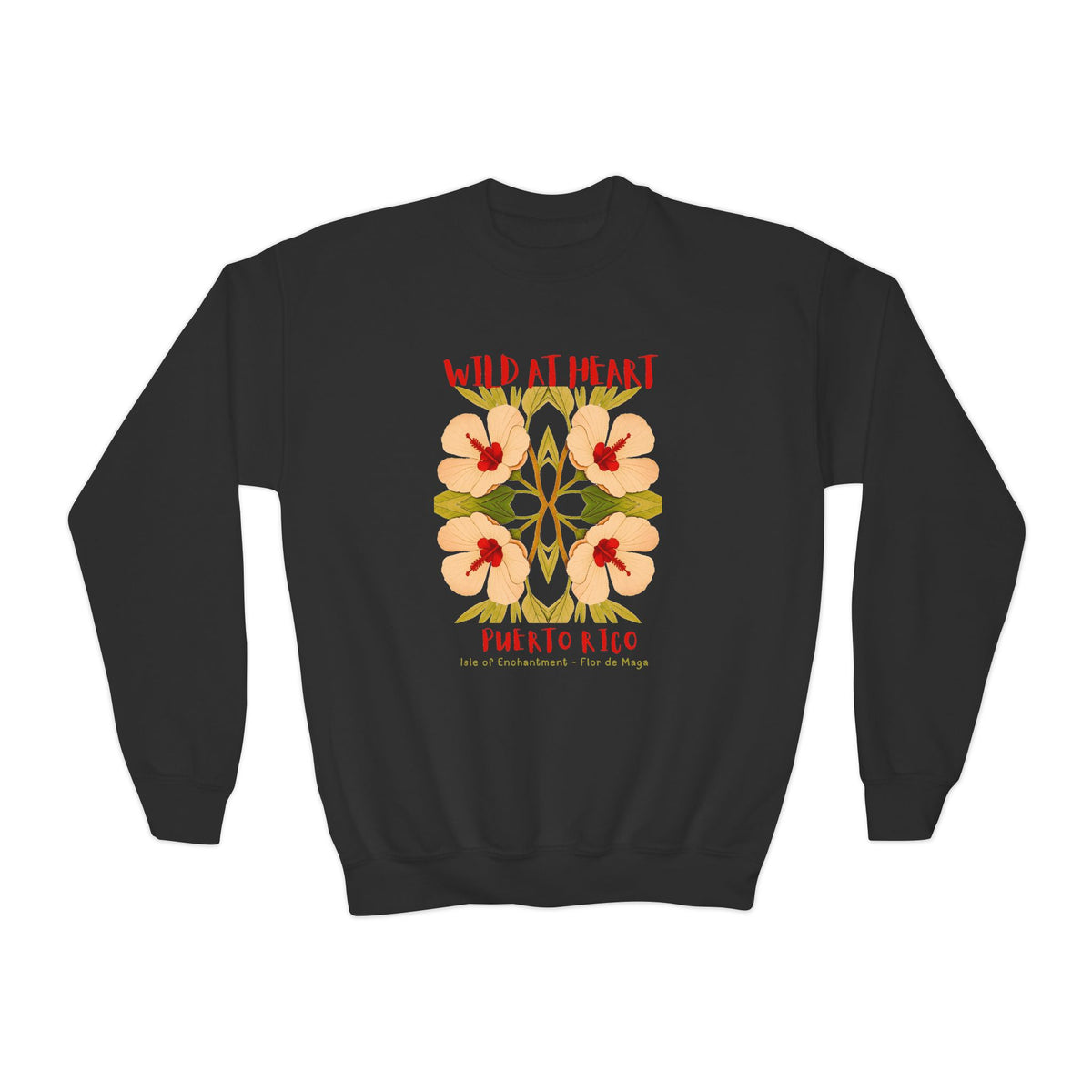 Puerto Rico Wild at Heart Youth Crewneck Sweatshirt