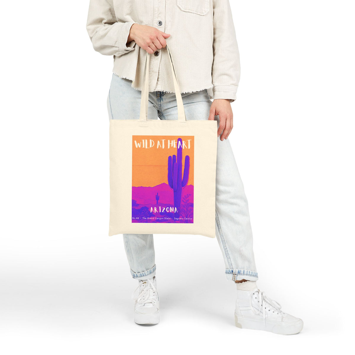 Wild at Heart Arizona Tote Bag – Desert Cactus Sunset Canvas Tote, Nature Explorer Gift for Kids