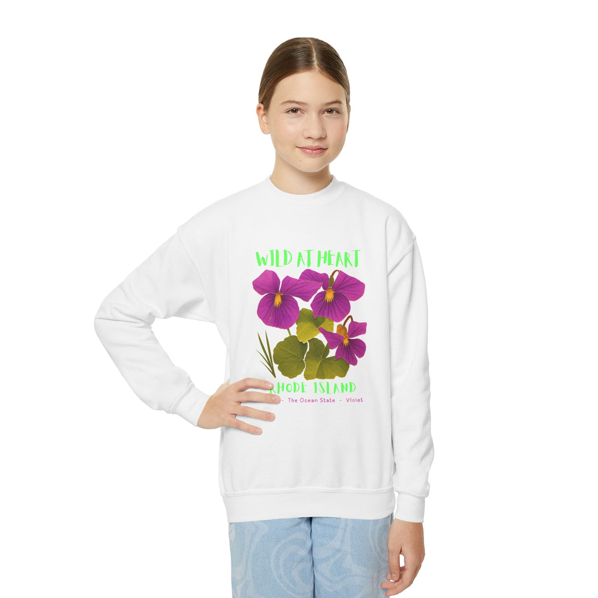 Rhode Island Wild at Heart Youth Crewneck Sweatshirt