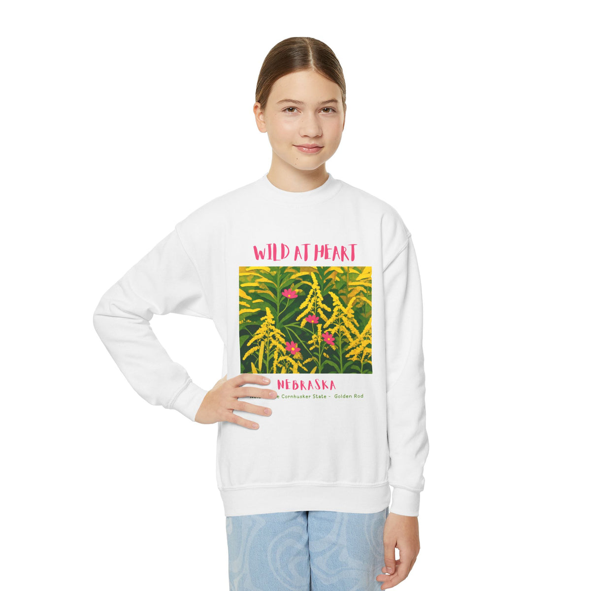 Nebraska Wild at Heart Youth Crewneck Sweatshirt