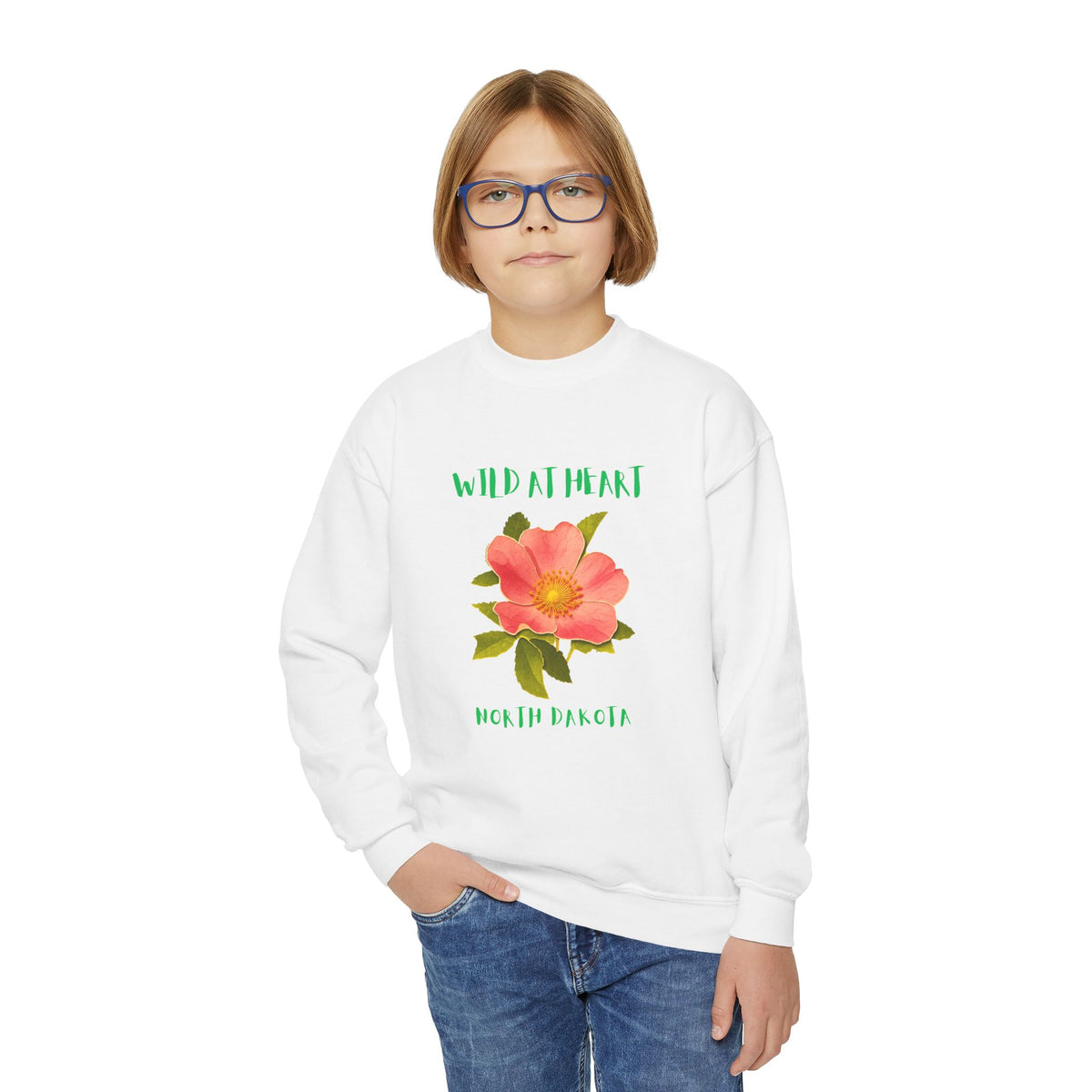 North Dakota Wild at Heart Youth Crewneck Sweatshirt