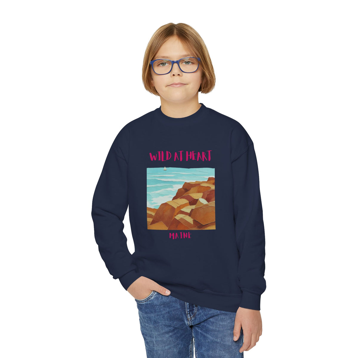 Maine Wild at Heart Youth Crewneck Sweatshirt