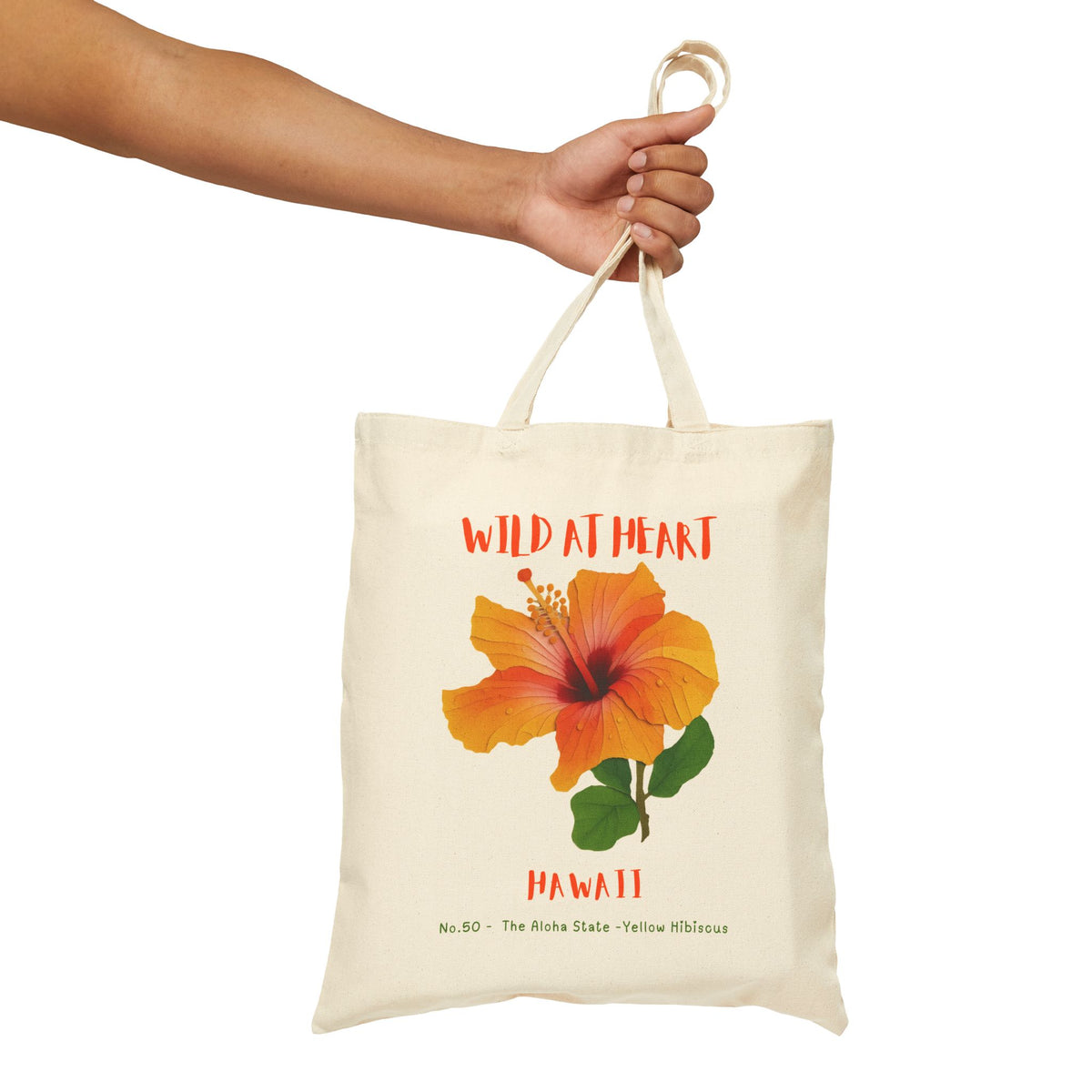 Wild at Heart Hawaii Tote Bag – Hibiscus Canvas Tote, Nature Explorer Gift for Kids
