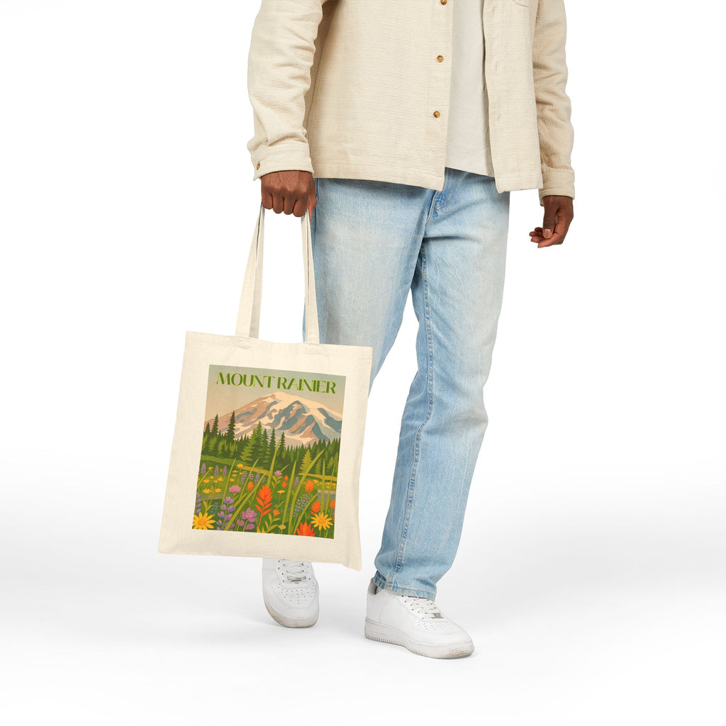 Mount Rainier Wild at Heart Tote - Retro National Park Bag