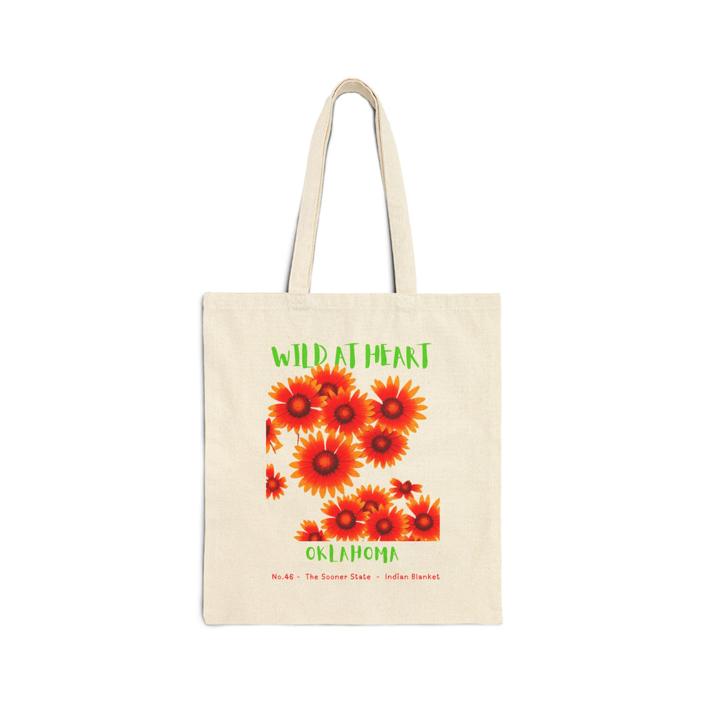 Wild at Heart Oklahoma Tote Bag – Sunflower Canvas Tote, Nature Explorer Gift for Kids