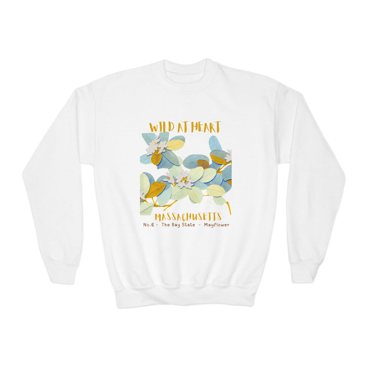 Massachusetts Wild at Heart Youth Crewneck Sweatshirt
