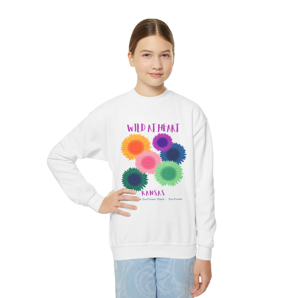 Kansas Wild at Heart Youth Crewneck Sweatshirt