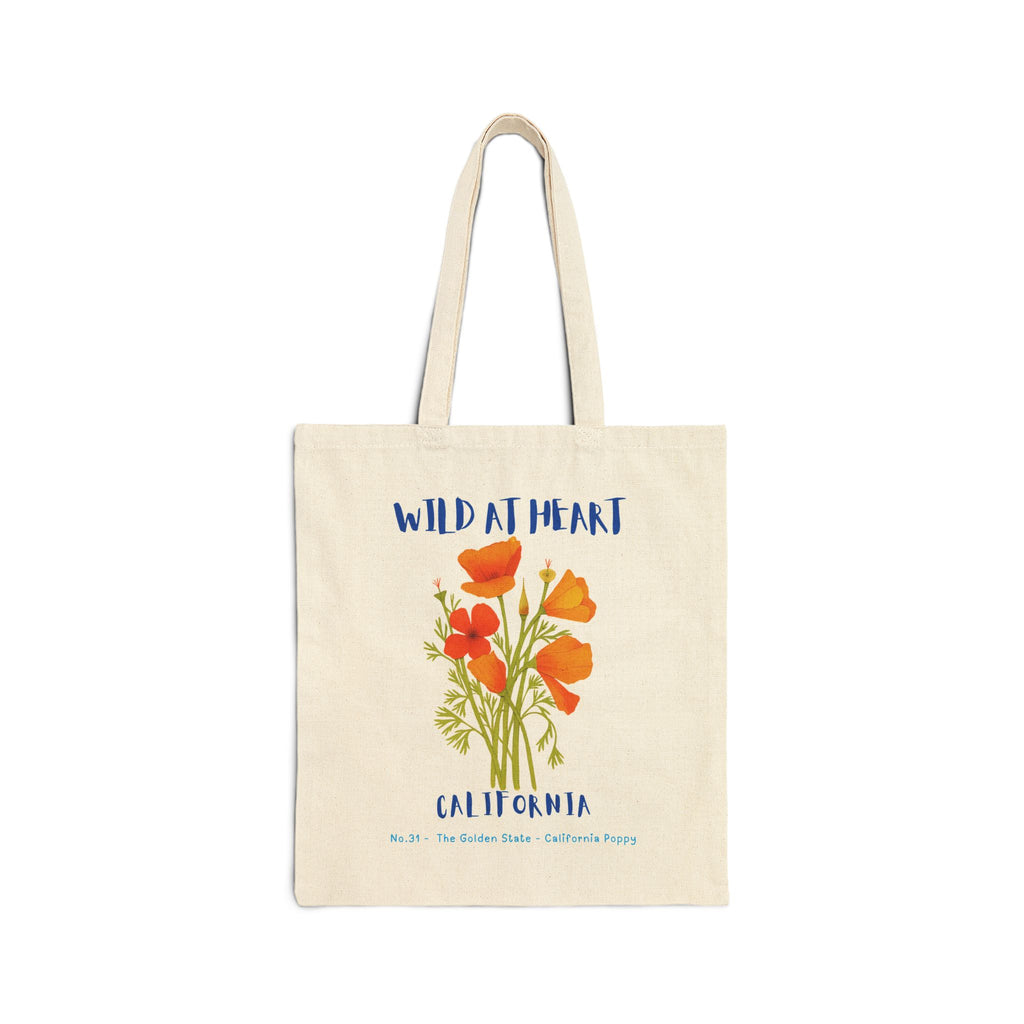 Wild at Heart California Tote Bag – Golden Poppies Canvas Tote, Nature Explorer Gift for Kids